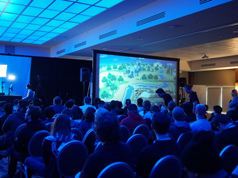 Competitive tournament gaming setup with multiple monitors